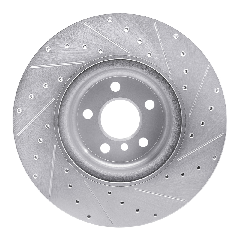 BMW 540I xDrive Brake Rotor (1) - Rear Left - R1 Concepts - Drilled & Slotted - Silver - `16-`25
